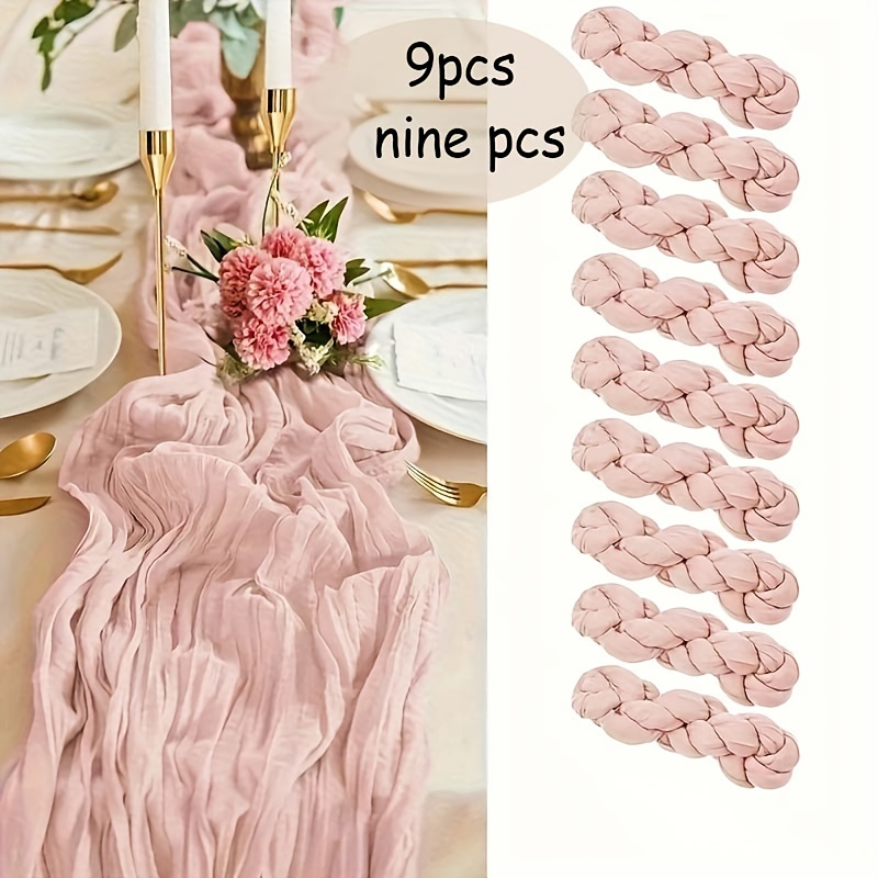 

9pcs Polyester Square Woven Tablecloths, Solid Color Pleated Table Runners, Stain-resistant Easy To Care For, Dining Tables, Wedding Decorations, Home Decorations