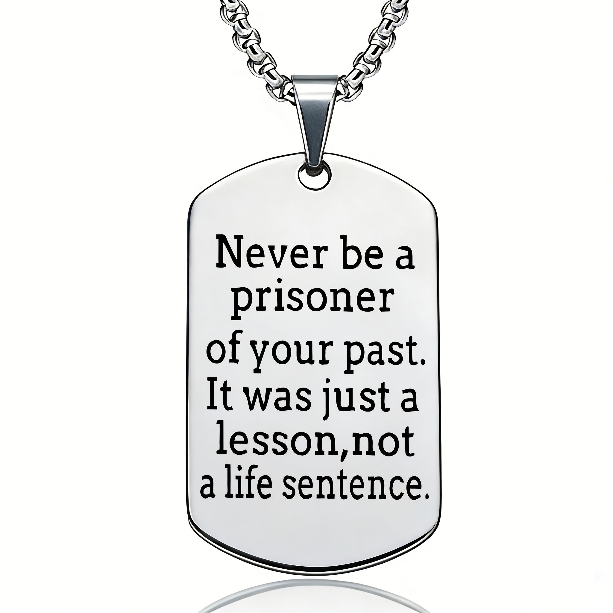 TEMU Inspirational "never Be A Prisoner Of The Past" 201 Stainless Steel Necklace, A Personalized Accessory Transmitting Power, Fashionable And ,