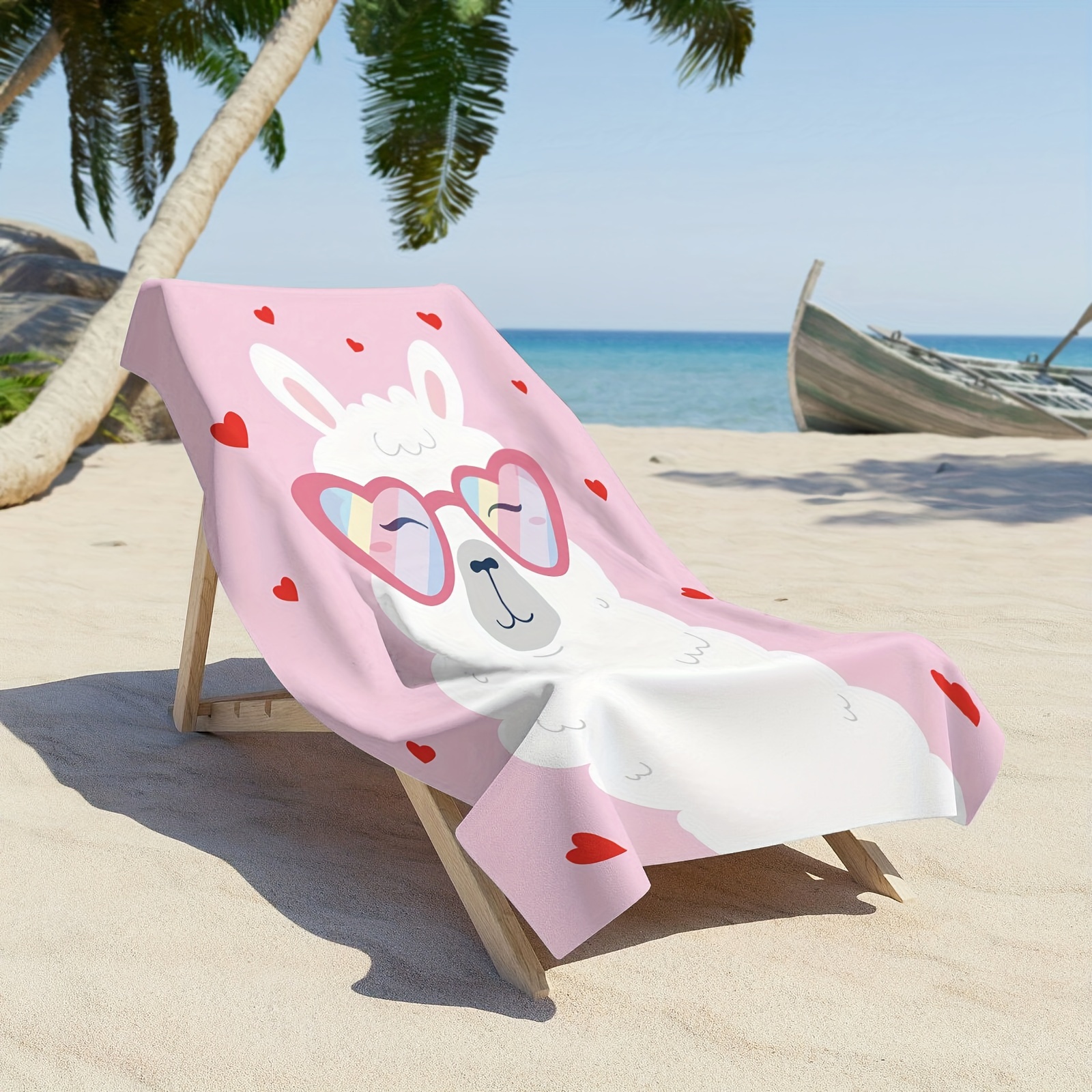 TEMU 1pc Pattern Beach Towel, Quick Drying Absorbent Microfiber Beach Towel, Soft Beach Blanket, For Outdoor Travel Camping Swimming Yoga, Beach
