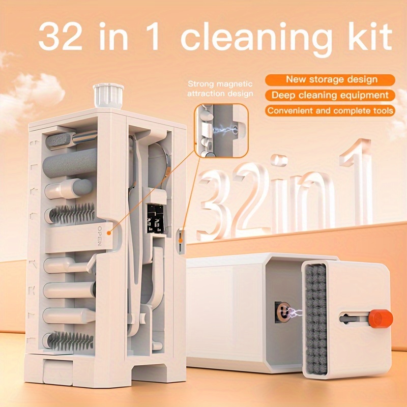 2024 Q32 32-in-1 Electronics Cleaning Kit - Keyboard, Earphone & Headset Brush Set For Airpods Pro/3/2/1 - Durable Abs Material, Pen, Cleaning Tools