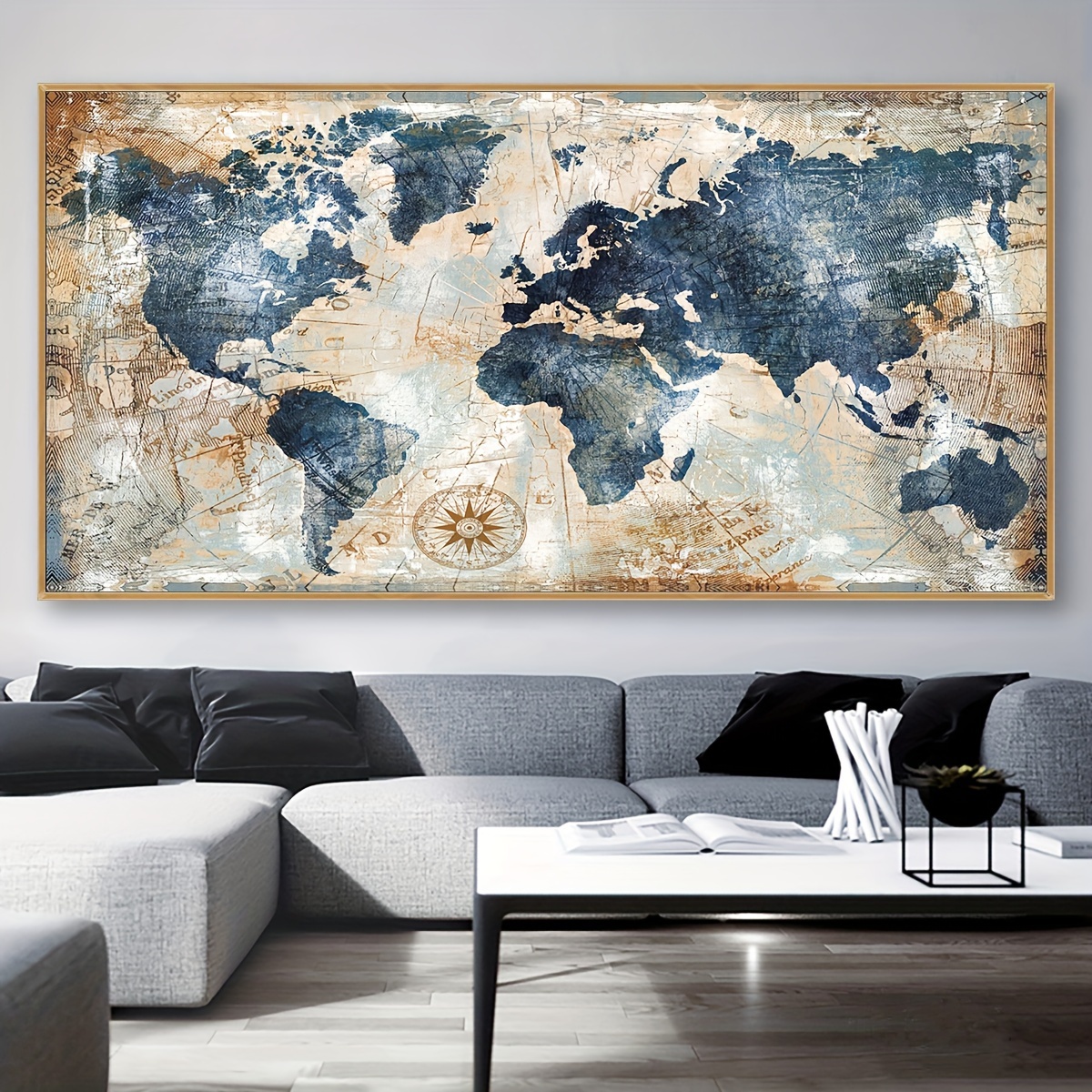 

1pc Unframed Canvas Poster, Vintage Art, World Map Poster, Ideal Gift For Bedroom Living Room Corridor, Wall Art, Wall Decor, Winter Decor, Room Decoration