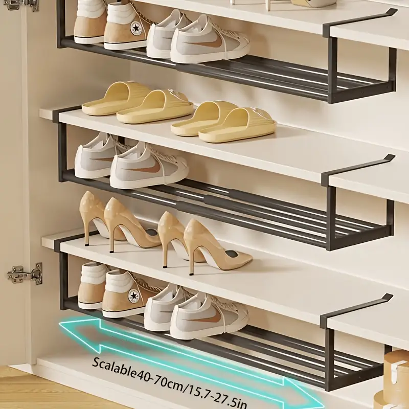 1/2/3-tlg. multifunktionaler Schuhorganizer, ausziehbares Hänge-* Schuhregal für unter das * Schichtaufbewahrung für Schrank, kompatibel mit mehreren Räumen, platzsparender Schrank-Organizer für