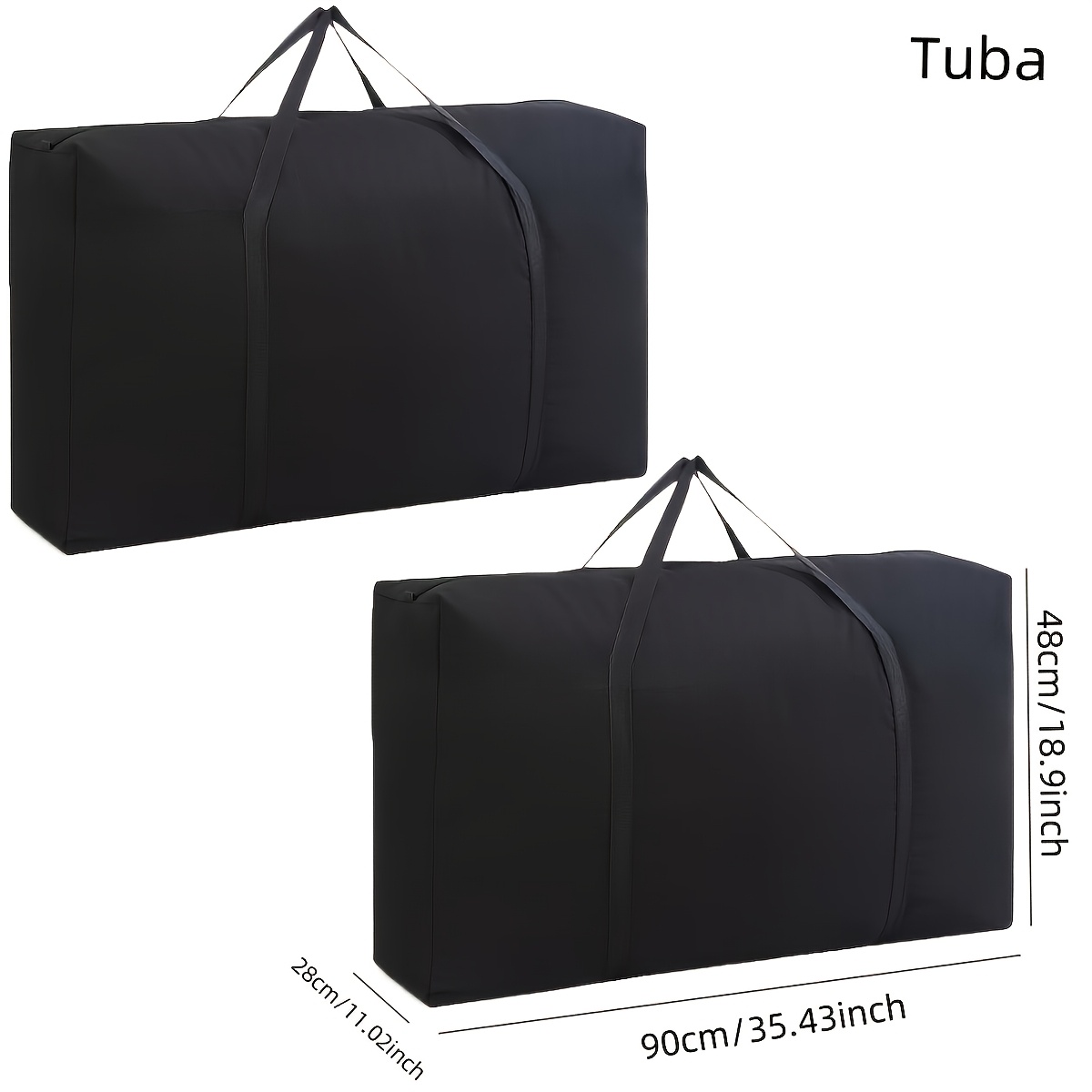 TEMU 2pcs Durable Polyester Storage Bags With Zippers And Handles, Minimalist Oversized Moving Clothes Bags, Non-washable, Heavy Duty Moving Supplies