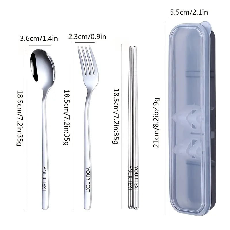 4pcs 304 stainless steel cutlery set customizable text name portable chopsticks korean style outdoor home use ideal gift for new years day Product details 3