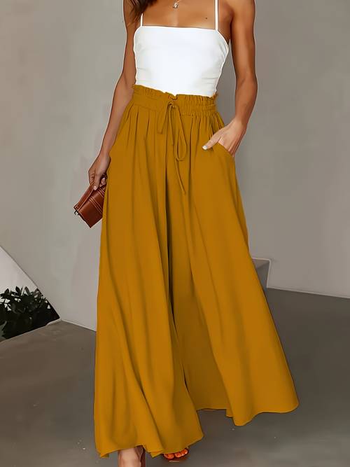 pantalon large taille haute et élégant pour femmes, collection printemps/été