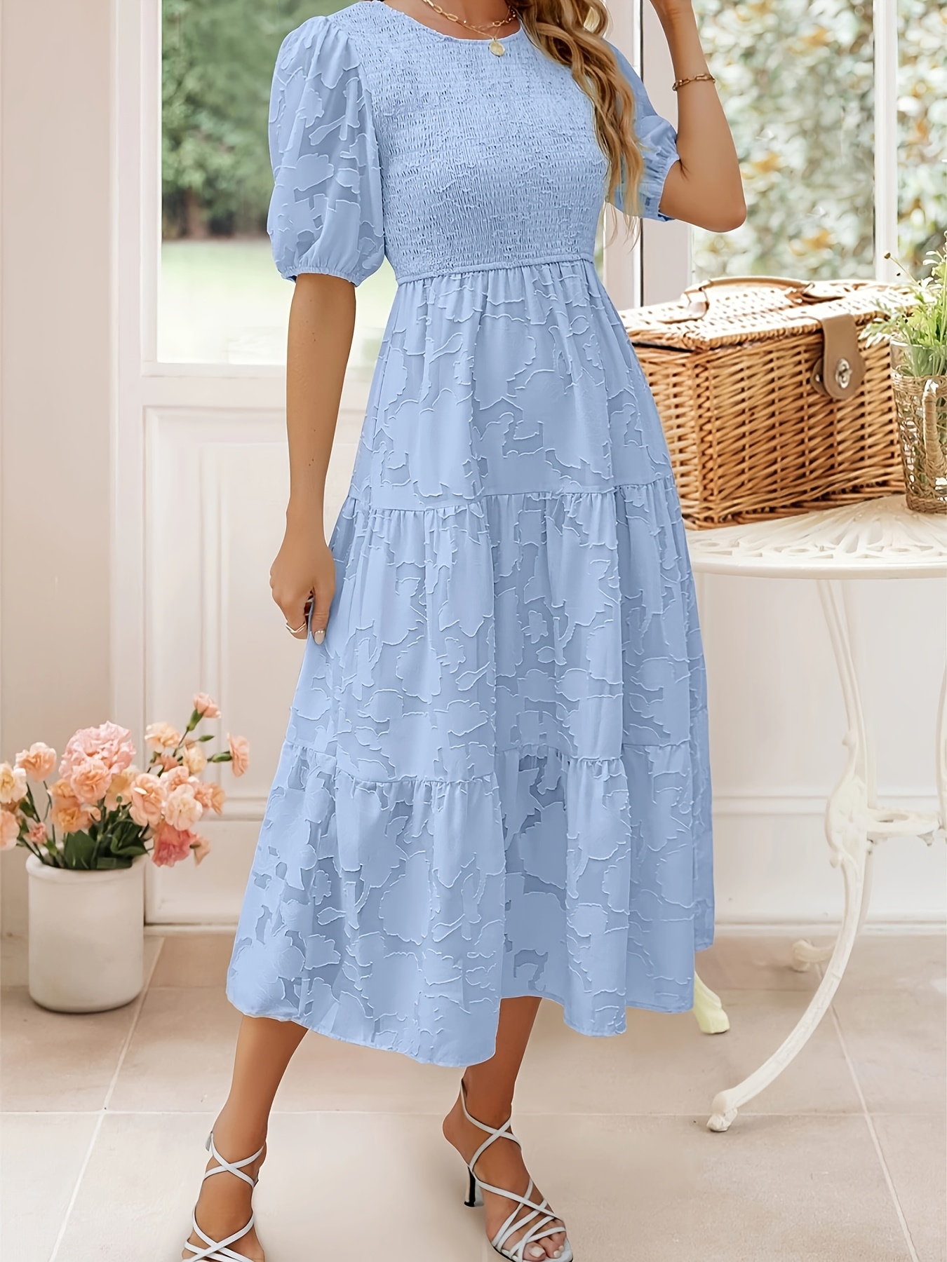 usmc dress blues nco Folly Baby Blue Flutter Sleeve Midi Dress – Be You Boutique main image 1