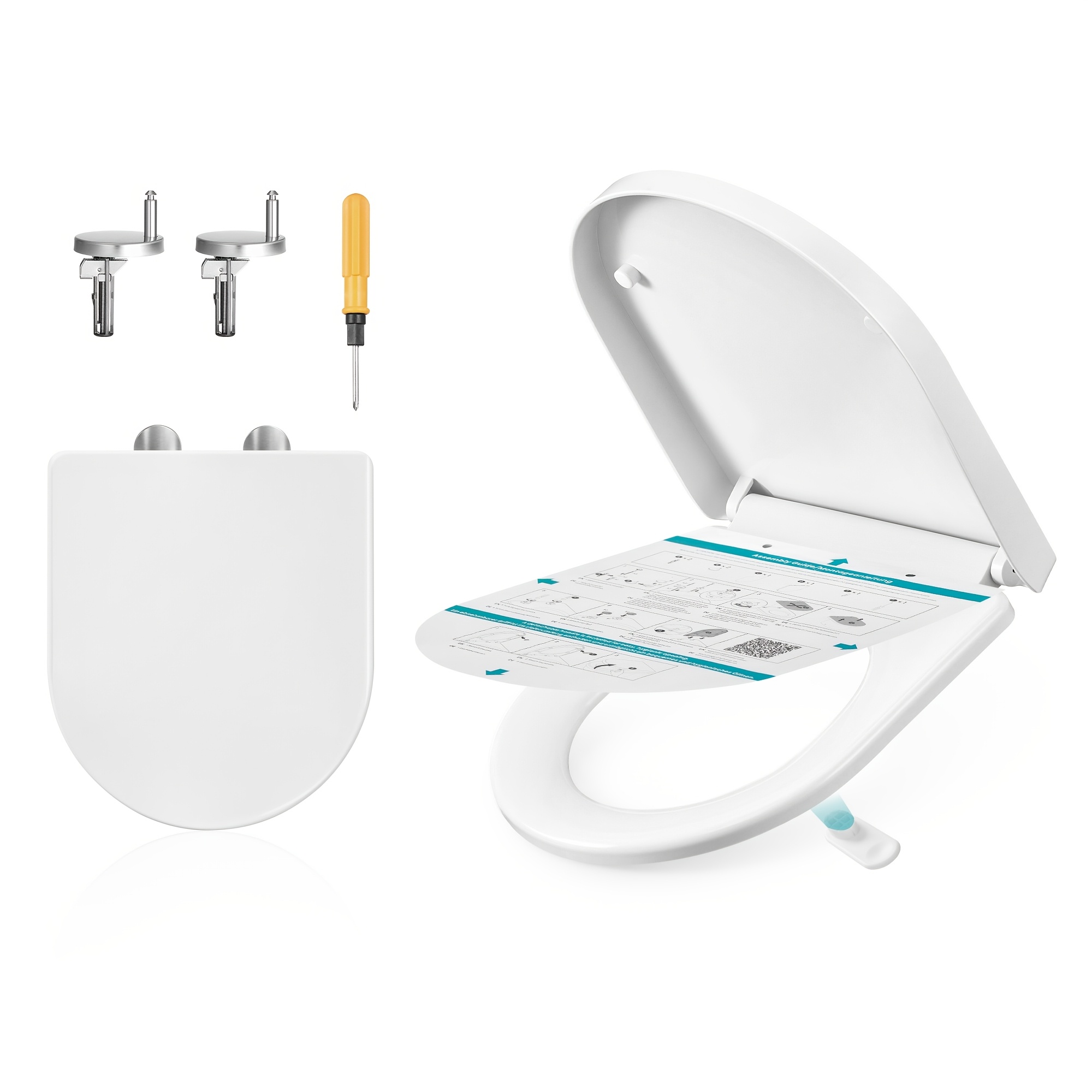 Image of Pp Plastic Toilet Seat With Mechanism Suitable For Commercial & Residential Use, Removable Lid/seat, Easy Assembly, Quiet Closing, High Weight Capacity (300kg Loadable) For Homes, Offices, Bathrooms
