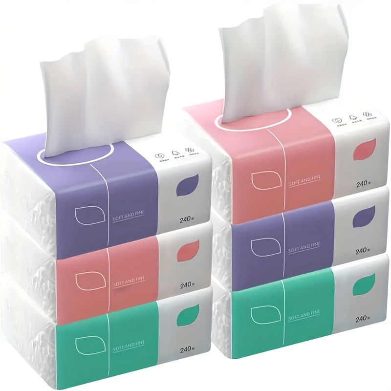 a pack of high quality 4 layer paper 240 sheets each suitable for face toilet and napkin durable water absorption suitable for home dorm office and outdoor use random color