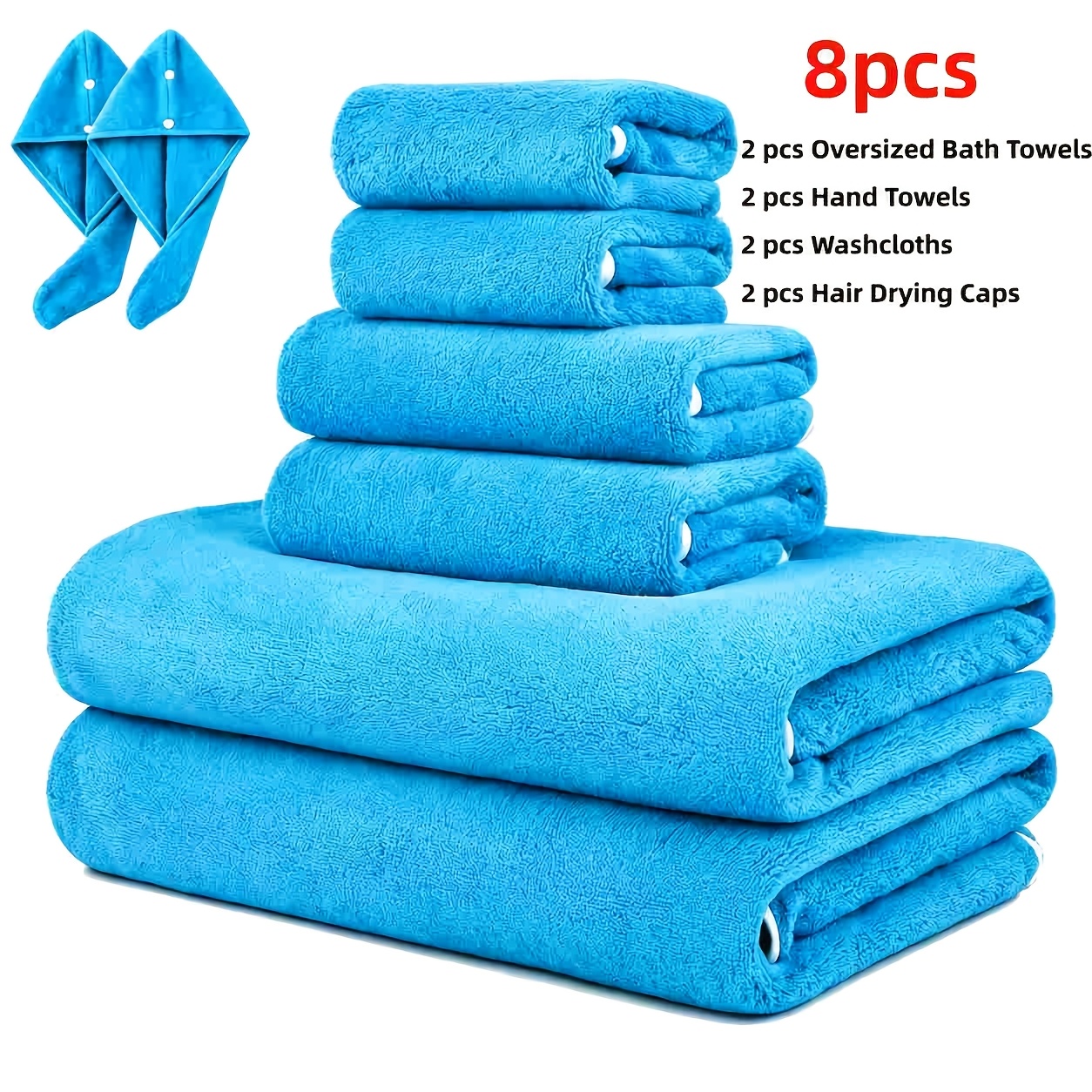 TEMU 8/16pcs Extra Large Microfiber Bath Towel Set, Bath Towel, Includes 2/4 Oversized Bath Towel(71x35')& 2/4 Hand Towels& 2/4 Washcloths& 2/ Drying
