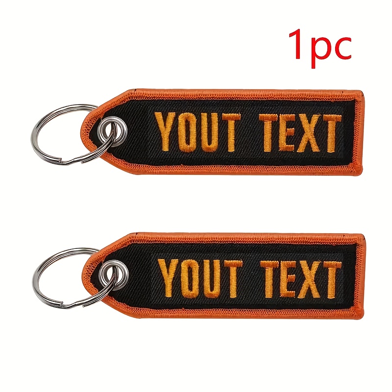 TEMU (customized) Embroidered Keychain Key With A Rign 1pc Double-sided Embroidered Custom Text ( To 12 Characters) 5 Colors Key Tag Backpack Tag