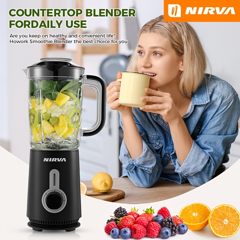 Image of Household Electric Blender 1000ml Large Capacity, 380w High Speed Smoothie Maker With Stainless Steel , Multi Speed Countertop Blender For Shakes Smoothies Nut Milk Daily Kitchen Use
