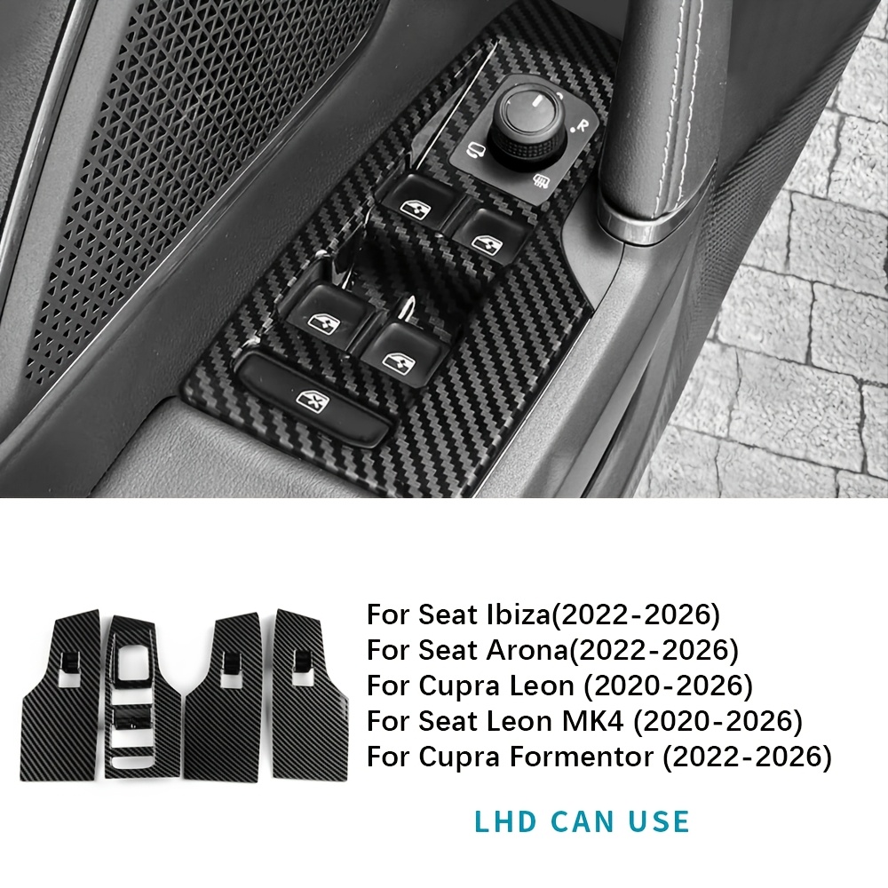 Carbon Fiber Texture Abs Material For (2022-2026) For Seat (2022-2026) For Leon (2020-2026) For Mk4 (2020-2026) For (2022-2026) - Window Lift Panel, Upgraded Car Interior, Car Decorative Strip