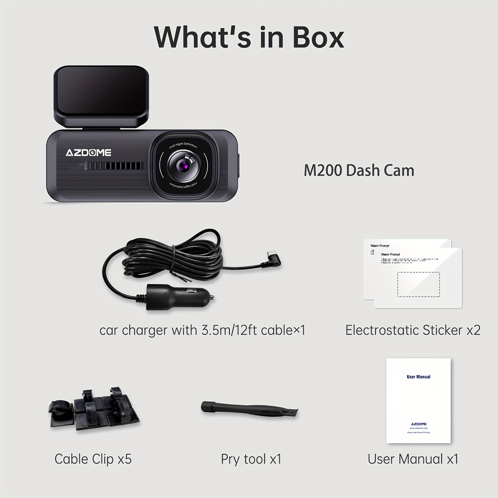 Smart Dash Cam M200, 1080P Full HD, Smart Dash Camera For Cars, WIFI  Built-in G-Sensor, WDR, Mini Design, Easy To Install