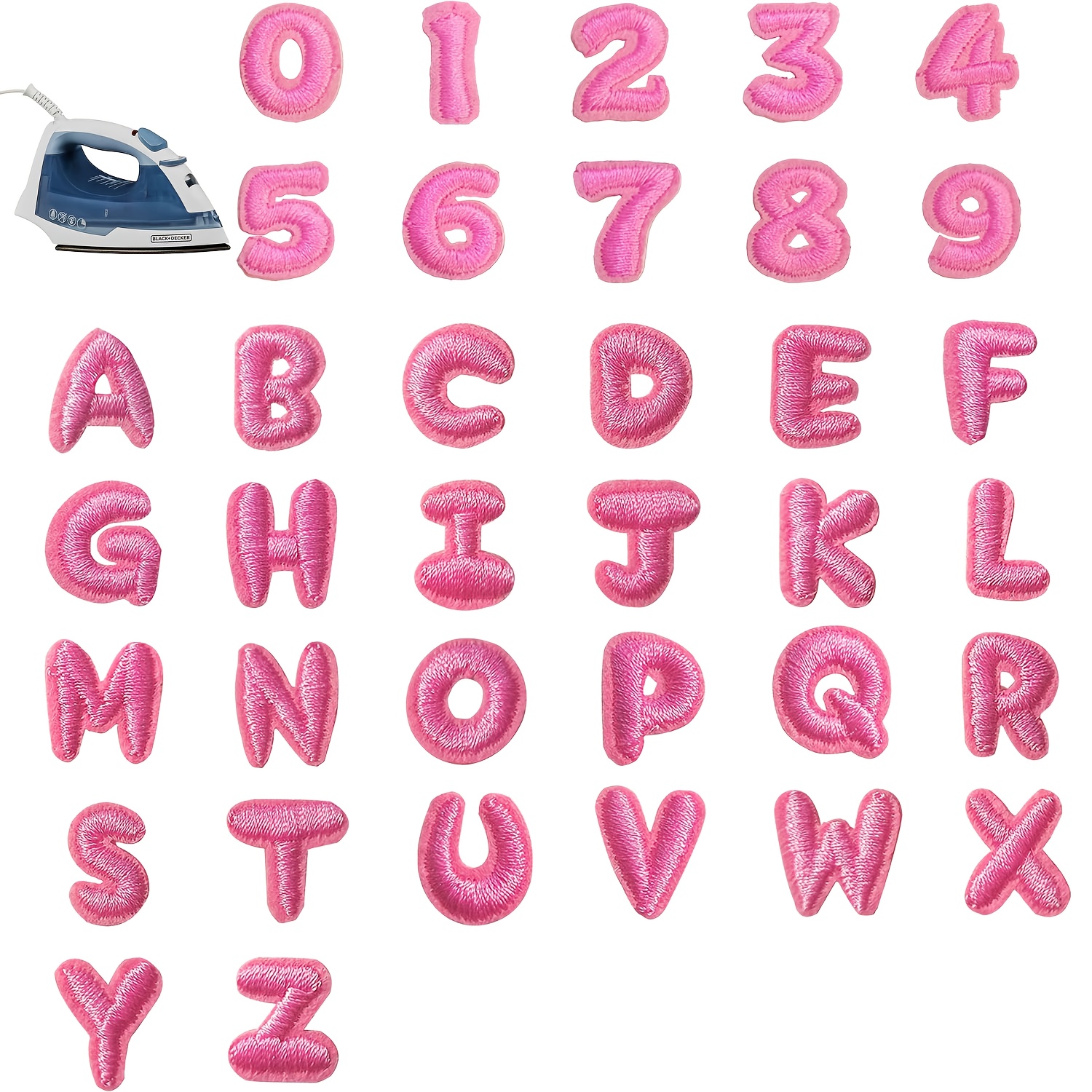 E-shop 36 Stück Niedliche, mehrfarbige, kleine Alphabet-Stickerei-Patches, zum Aufbügeln/Anstecken für Kleider, passend für gestickte Stoffpatches,