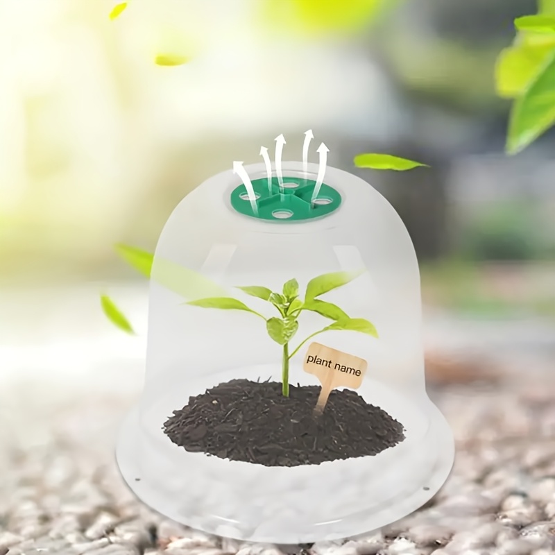 10pcs transparent plastic seedling covers green lid thermal - Temu