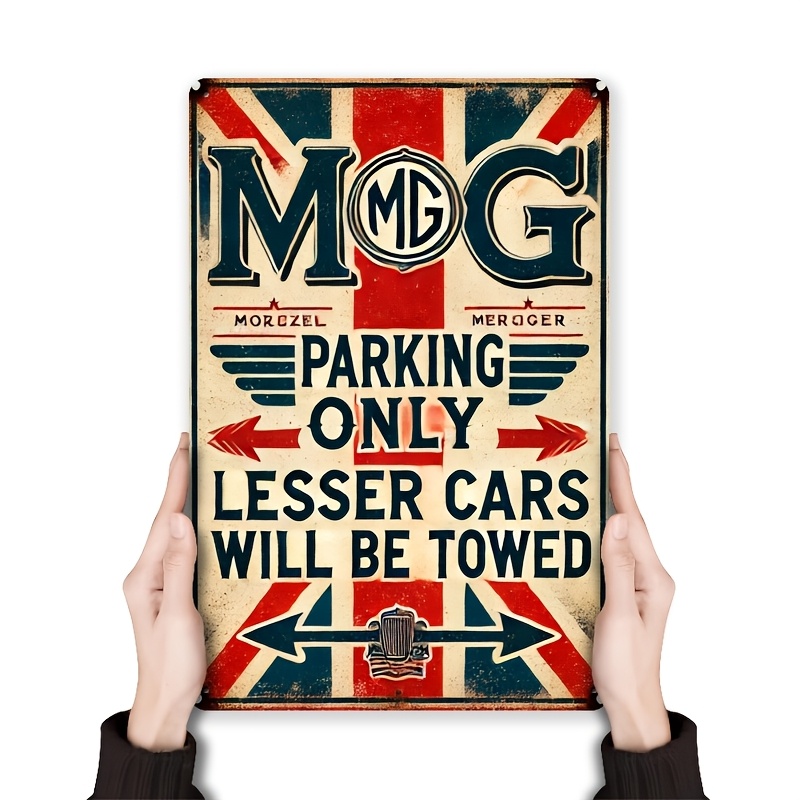 

Room Decor 1pc Vintage Mg Parking Only Metal Tin Sign, Iron Wall Decor For Garage, Bar, Cafe, Office, And Outdoor , Classic British Motif, Ideal Gift For Car Enthusiasts