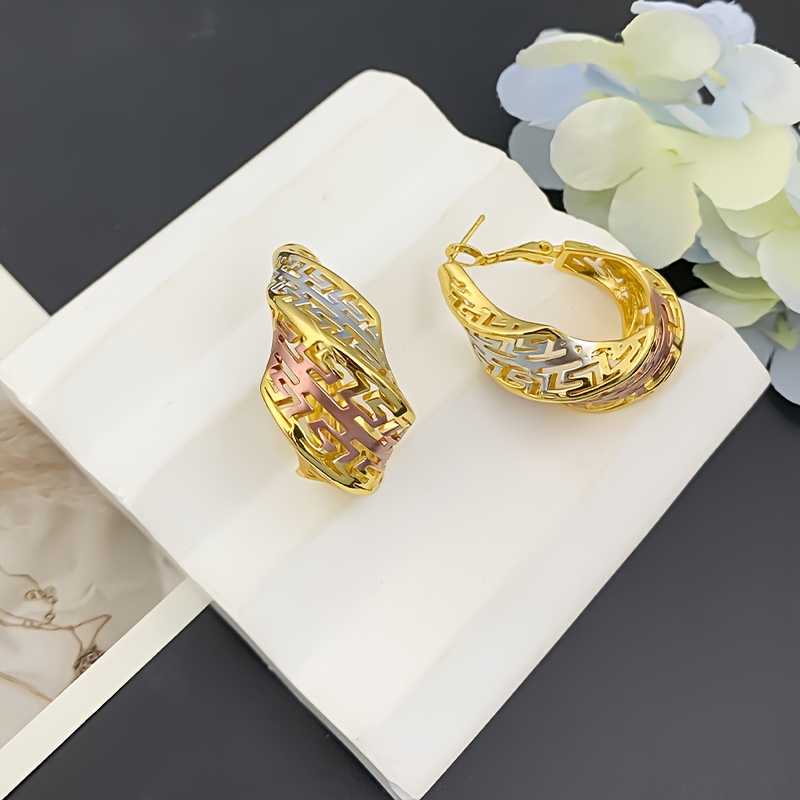 Elegant C Type Spring Earrings & Twisted Necklace Set