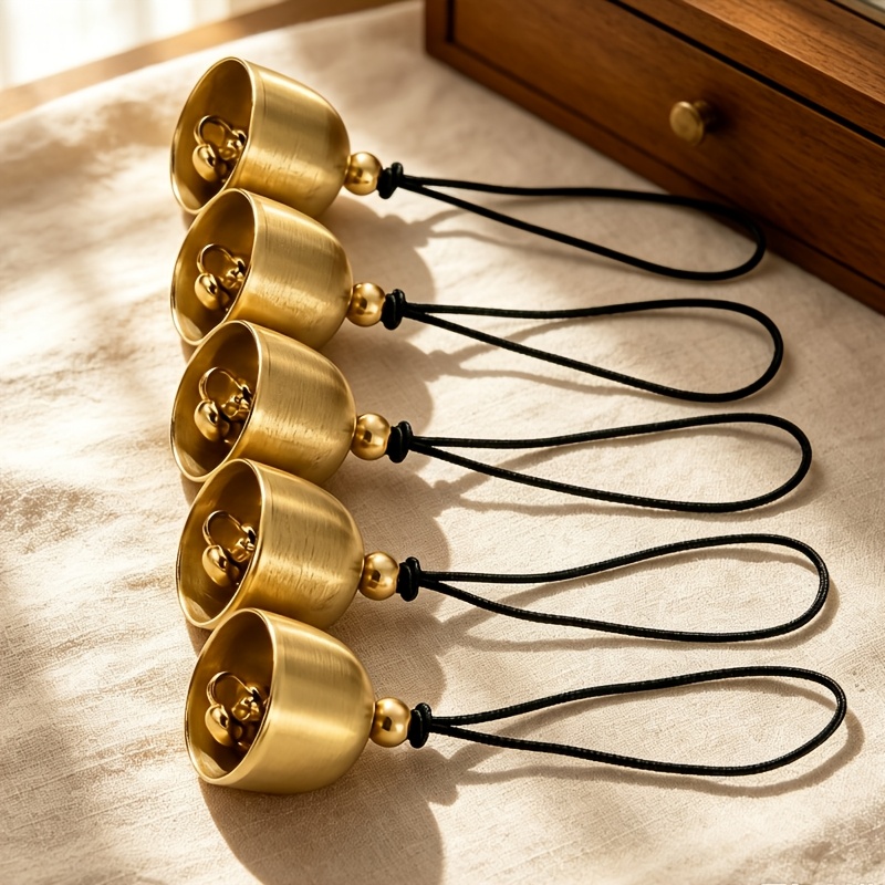 TEMU 5pcs Set Of Textured Small Bells, Metal Wear-resistant Door Hanging Bells, Pleasant Sound, Home Garden Window Terrace Shui Ornament