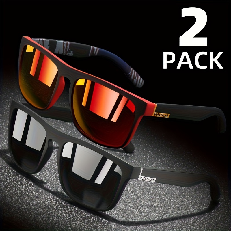 

2 Pcs Polarized Glasses For Men And Women, Classic Square Frame, Sports & Outdoor Activities, Couple's Fashion, Vacation & Driving Eyewear, Valentine's Day Gift Idea