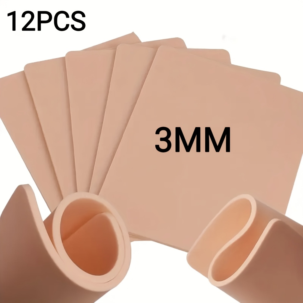 E-shop 12 Stück/3 mm Dicke, Silikon Tattoo Übungshaut, Doppelseitige Fake Skin Pads, Geeignet für Anfänger und Erfahrene Künstler, Kein Erforderlich,
