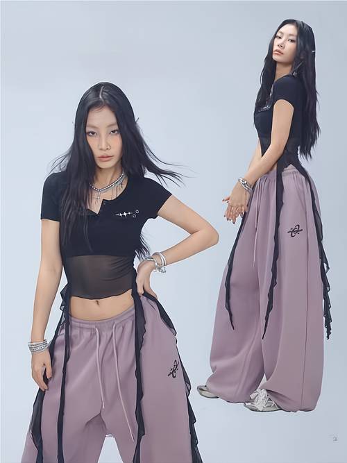 xy street dance fashion mesh fringe flowy jazz short sleeve kpop dancing lightweight summer top for women suitable for 5 different styling looks