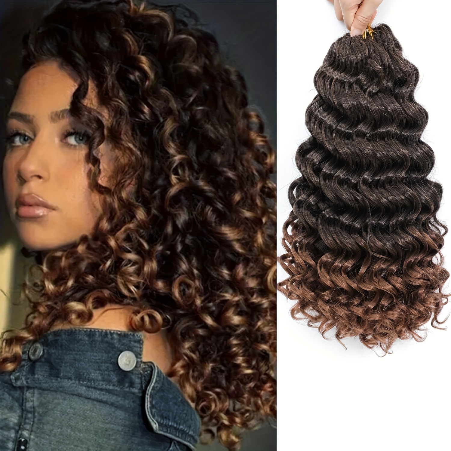 Ocean Wave Crochet Hair Pre Looped 9 Inch Curly Braiding Ocean Wave Hair 7  Packs Deep Wave Short Wavy Braids Synthetic Hair Extensions for Women Water