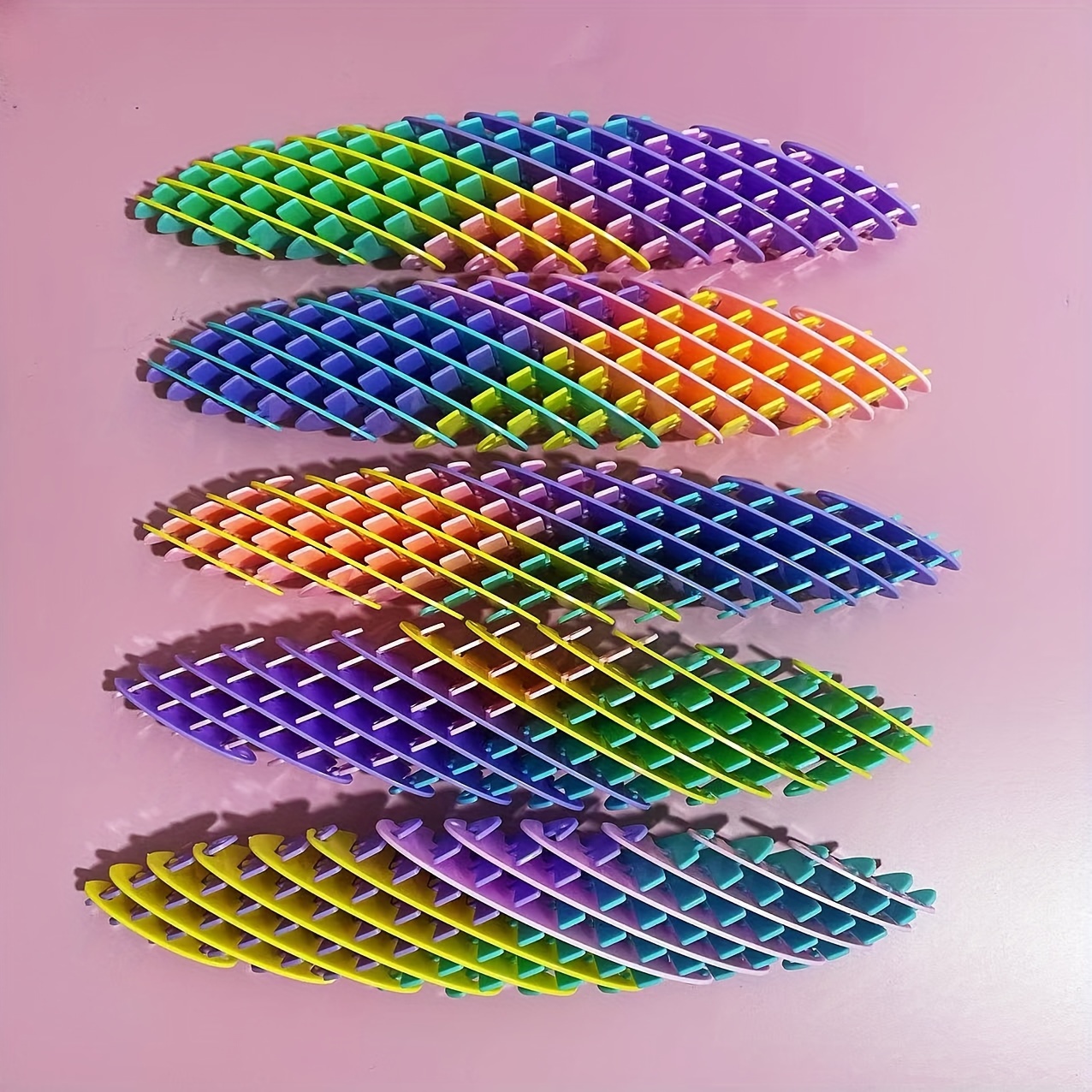 1pc Multicolor Plastic Fidget Worm Toy Sensory Stress Relief Pocket Fidget