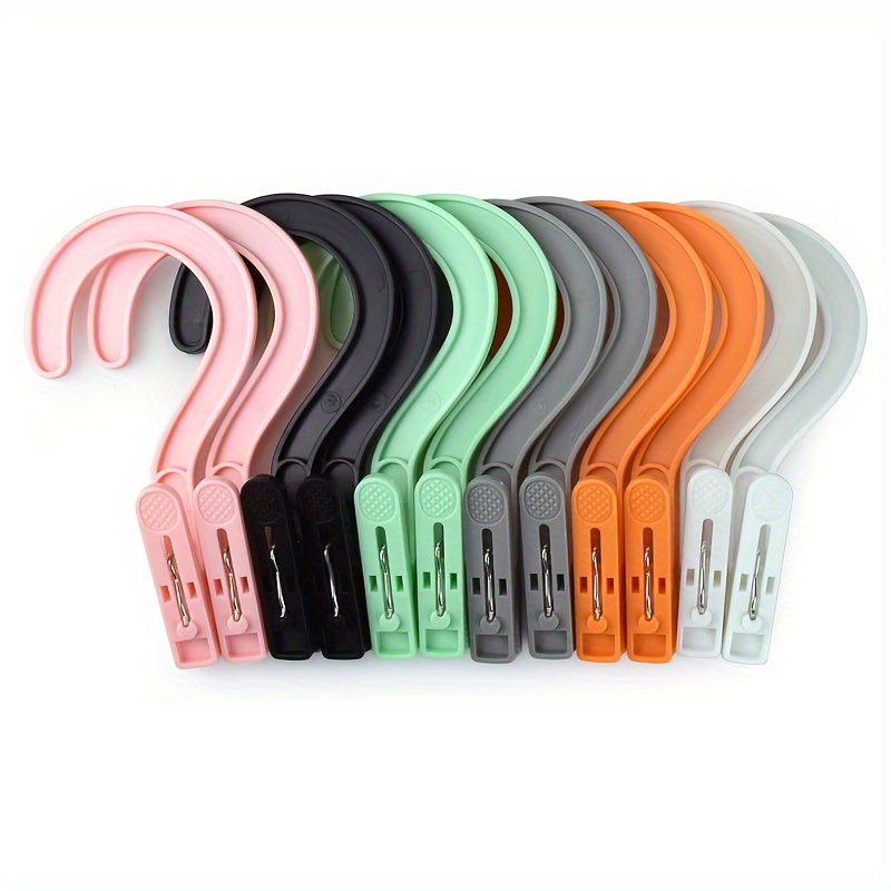 

12pcs Plastic Laundry Hook Hangers - Clothes Pins With Hooks For Drying Rack Organization, Ideal For Bathroom & Travel Use, Hangers For Clothes, Clothes Pins