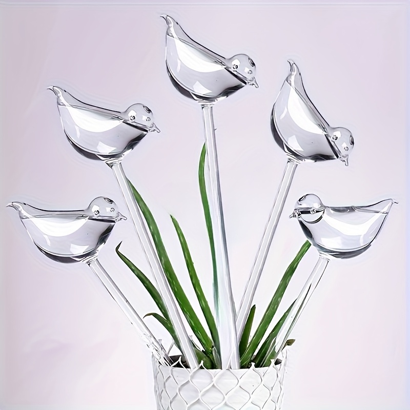 

5pcs Plastic Bird-shaped Self-watering Stakes For Indoor & Outdoor Plants, Automatic Drip Irrigation Watering Bulbs For Garden, Potted Flowers, And Succulents