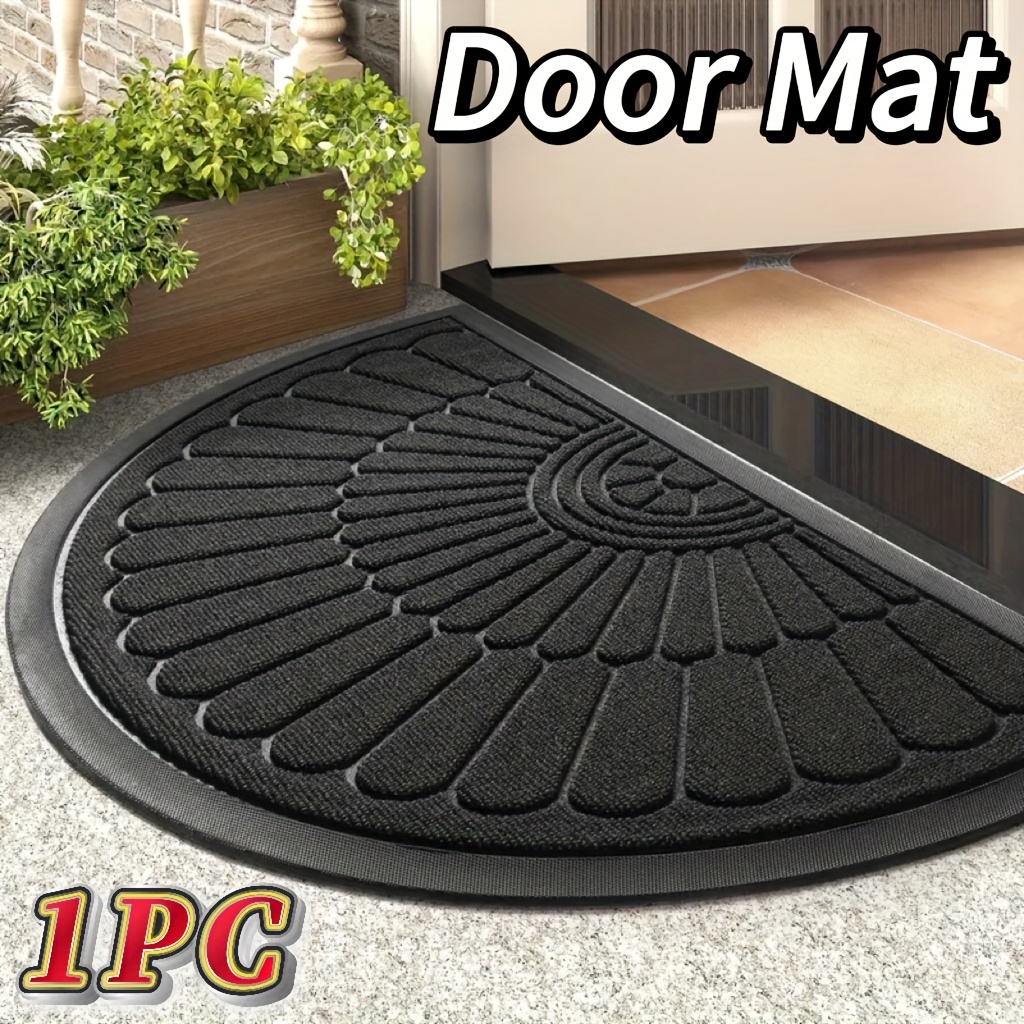 E-shop 1 Stück Halbrunde Langlebige Türmatte, Rutschfeste Gummimatte für die Haustür, Polyester-Material, Geeignet für Eingangsbereich, Balkon,