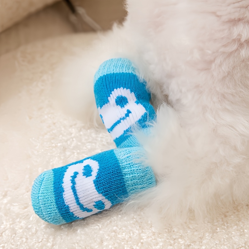4pcs Random Style Non-Slip Dog Socks for Paw Protection