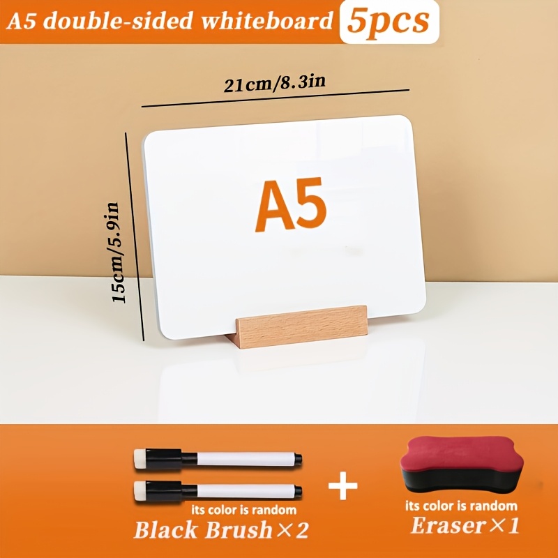E-shop Abwischbares Tisch-Whiteboard, inklusive 2 zufällig farbigen Markern, 1 Radierer 1 Ständer. Beidseitiges Beschriften, vertikales kleines