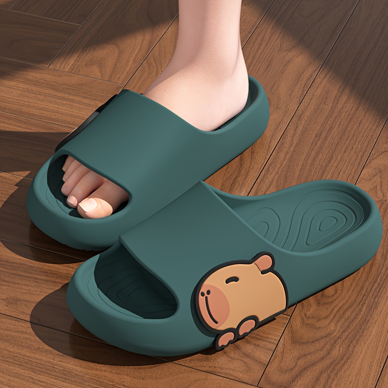 Image of Women's Lightweight Soft Bottom Bath Slippers Minimalist Casual Slide Sandals, Perfect For Home, Beach, Or Couple's Comfortable Cool Slippers