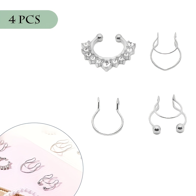 Set of Non-Piercing Nose Rings, Clip-On Jewelry
