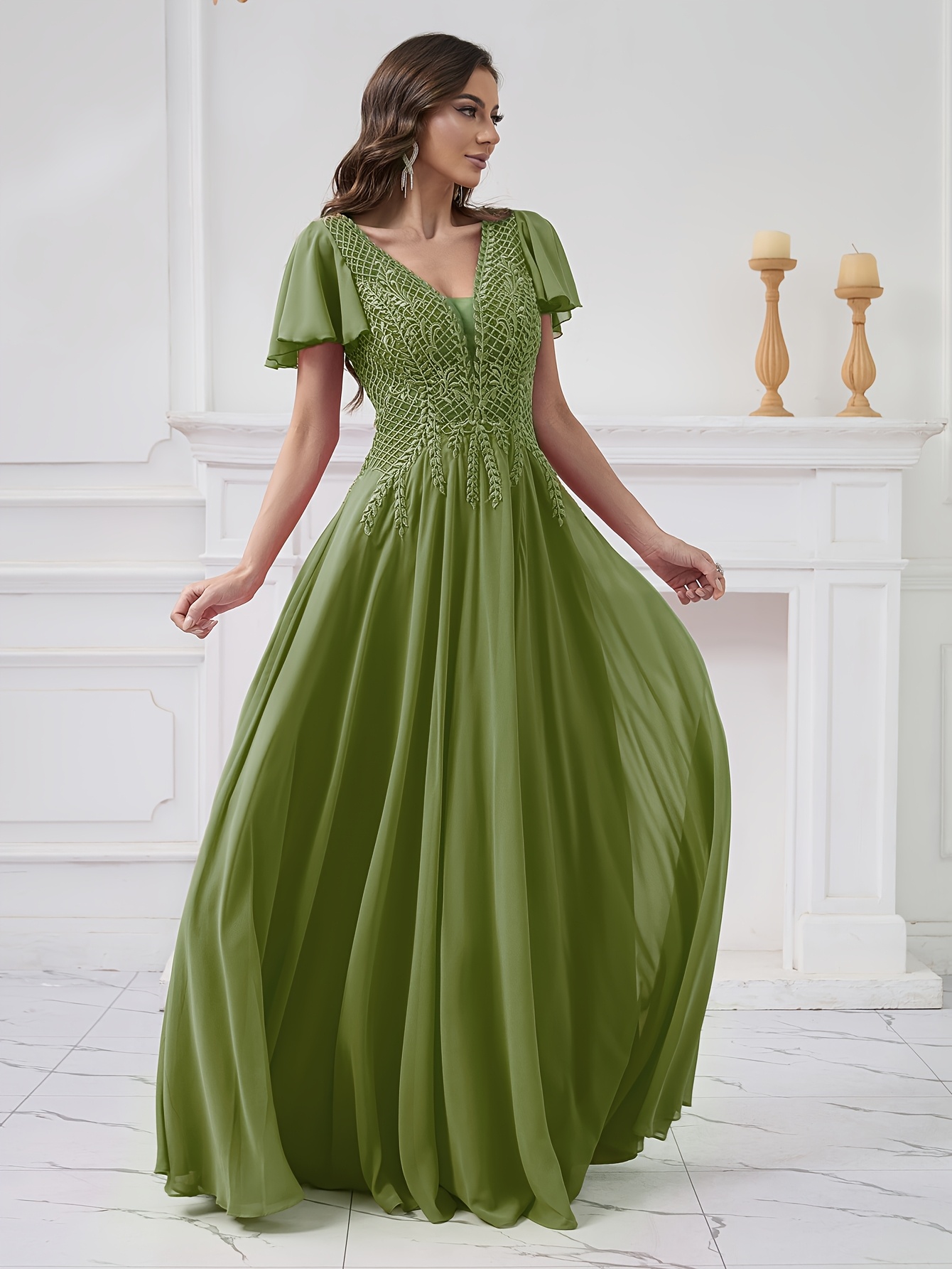 v neck slit long dress women's clothing temu - Temu