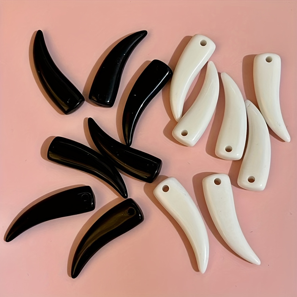 TEMU 10 Acrylic Horizontal Hole Horn Vintage Beads Pendants Suitable For Making Materials For Necklaces, Earrings, And Bracelets Beads & Bead Assortments