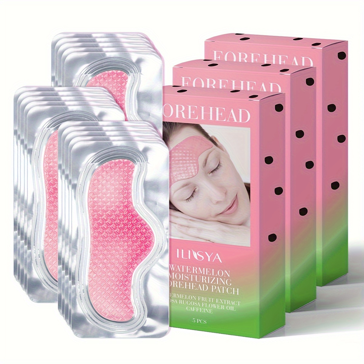 TEMU Ilisya 3 Boxes Watermelon Forehead Patches, Containing , Collagen And Niacinamide, Of Plant Extracts, Moisturizing And Nourishing,