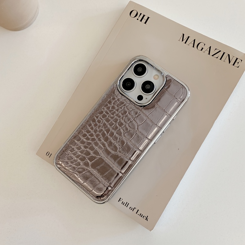 TEMU Phone Case - Electroplated Crocodile Pattern Phone Case For Iphone 11 12 13 Pro , Fully Protective Soft Shell To Prevent Drops