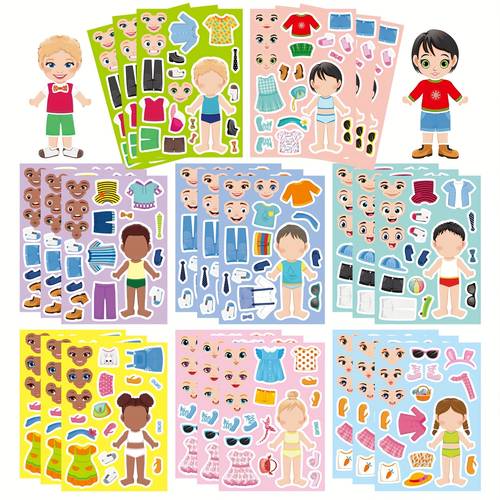 item picture 1 set of 24 childrens dressing stickers can childrens dressing habits stickers diy parent child interactive educational toy stickers halloween christmas gifts