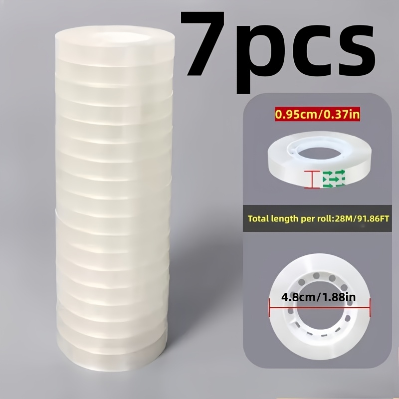 TEMU Paquete de 7 rollos de cinta transparente para uso escolar y de oficina - Cinta de plástico con adhesión fuerte, cinta manual flexible para