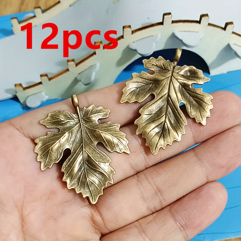 12pcs Maple Leaf Pendant Bronze Shape Charms For Bracelet Jewelry Making Additions