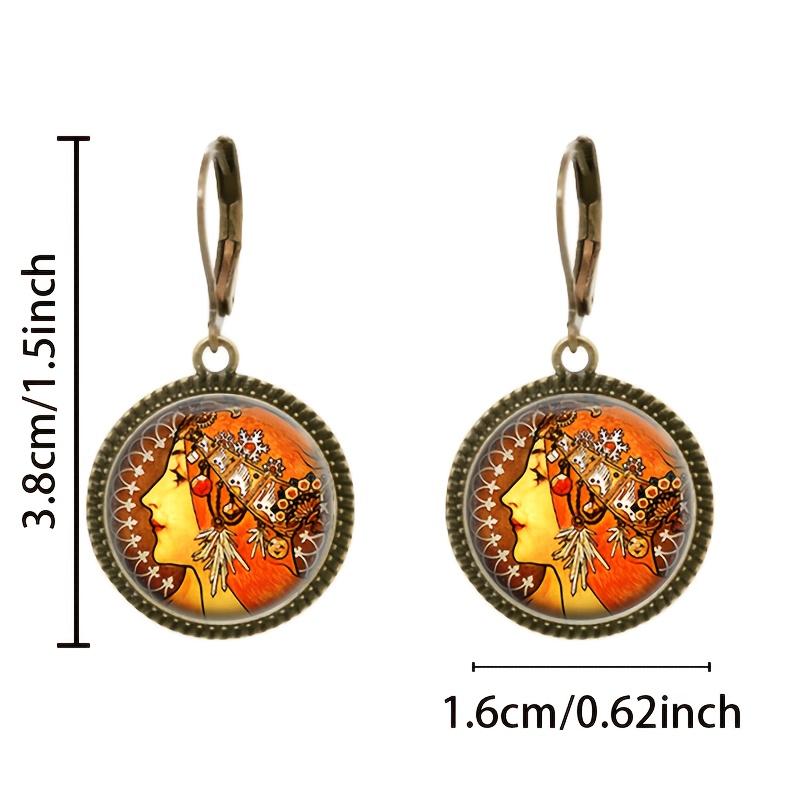 2pcs Classic Pendant Earrings with Woman's Profile Design