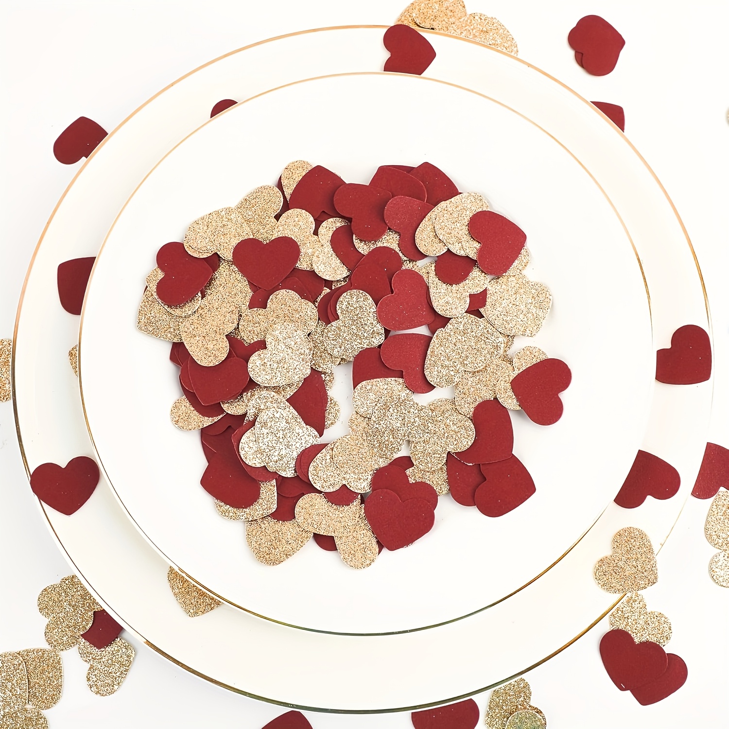 Image of 61pcs Per Pack Of Pre-made Confetti, Red + -shaped Glitter Confetti Suitable For Valentine's Day Parties, Birthday Parties, And Wedding Party Table