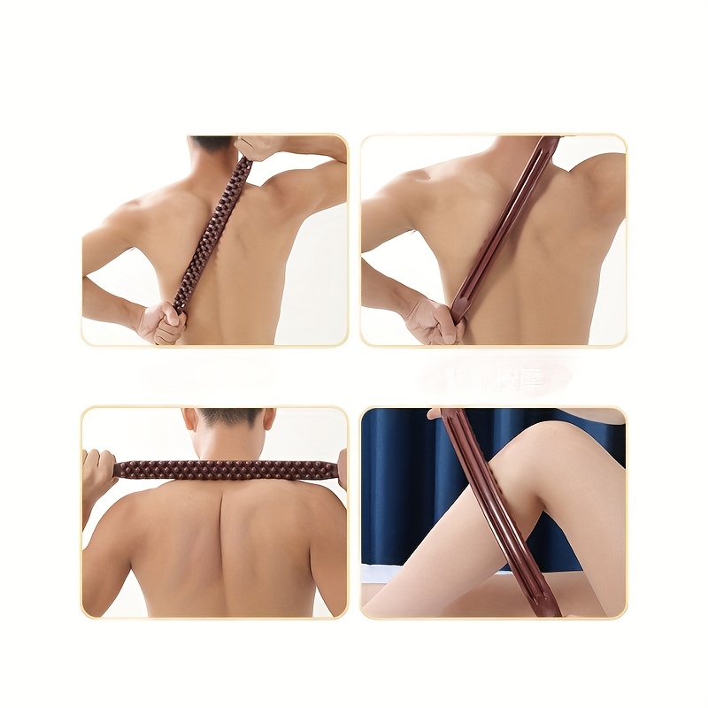 full body massage essential oil back scraper with brown beads 65 bead   roller for neck lower back and abdomen limb th stick   professional manual meridian tool for whole body relaxation Product details 5