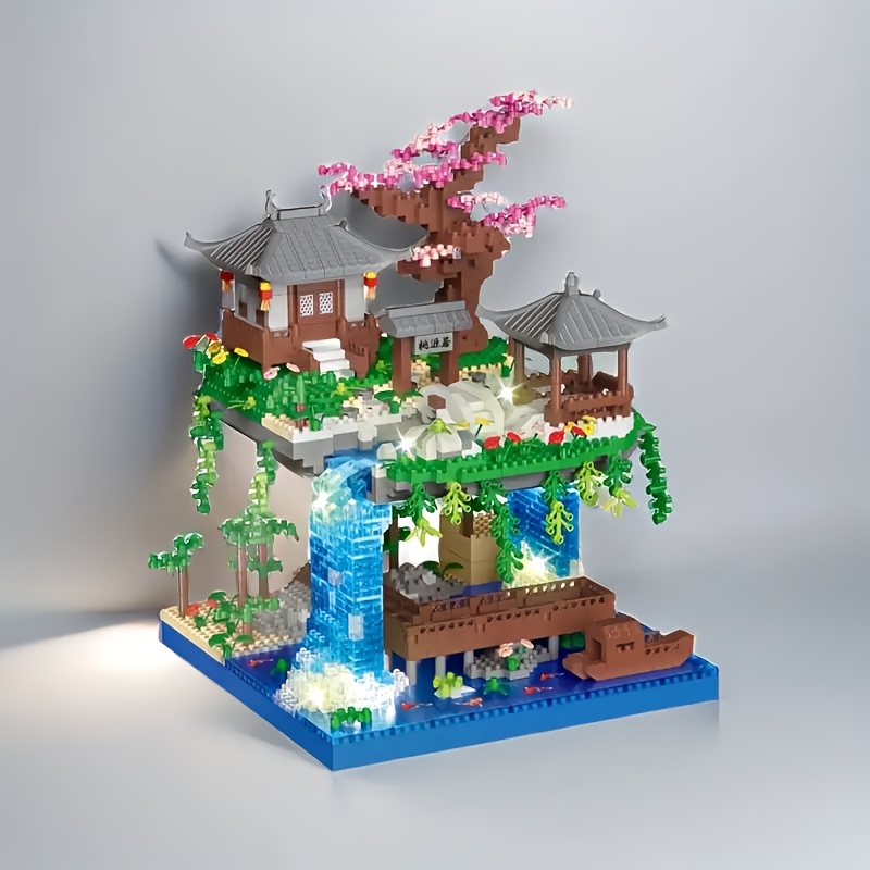 Creative Peach Blossom Pond Building Blocks Set