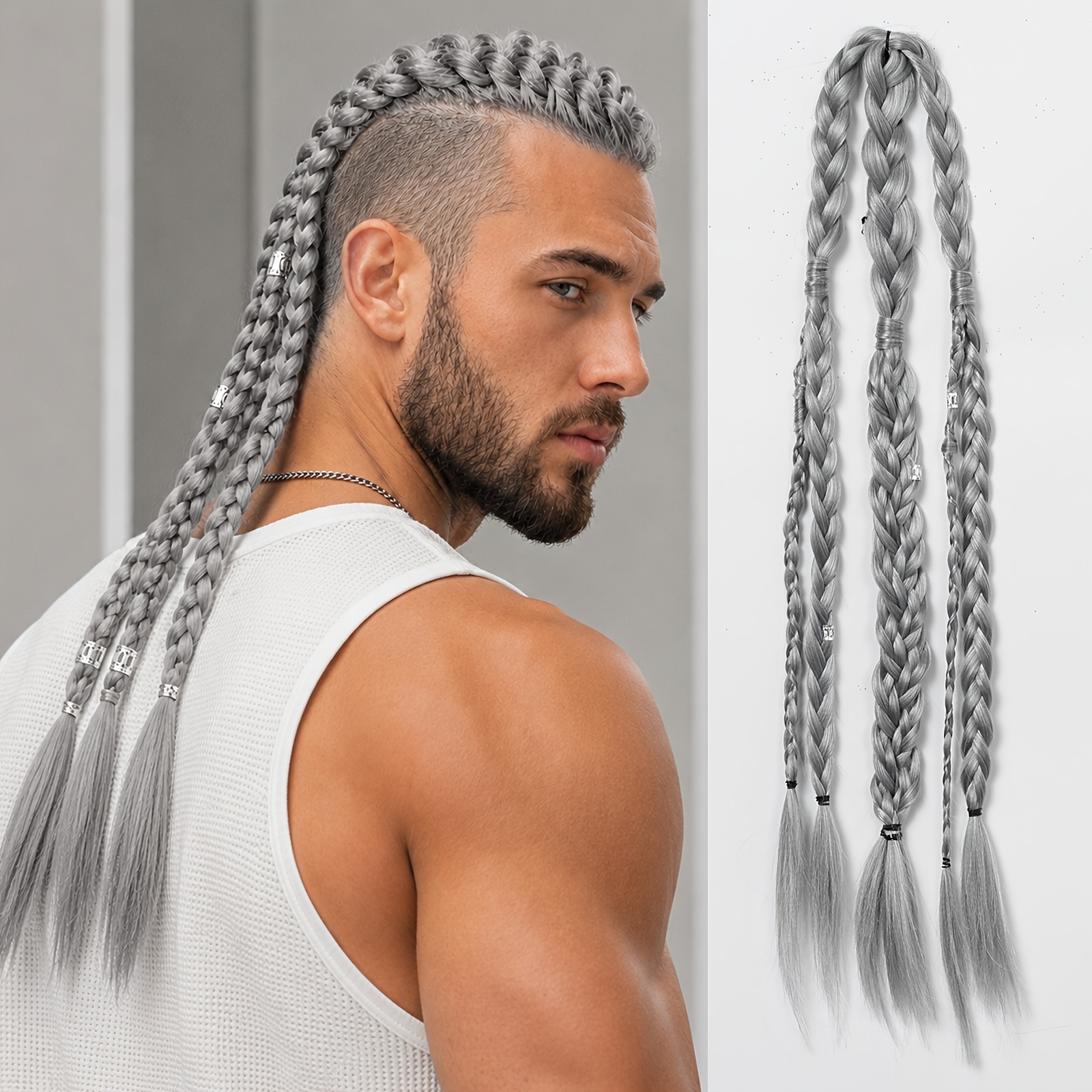 Men's 24-inch Dreadlock Extension Wig, Heat-resistant High-temperature Hair, Stylish Wig, Suitable For Hip-hop Looks, Stage Performances, And Trendy Outfits