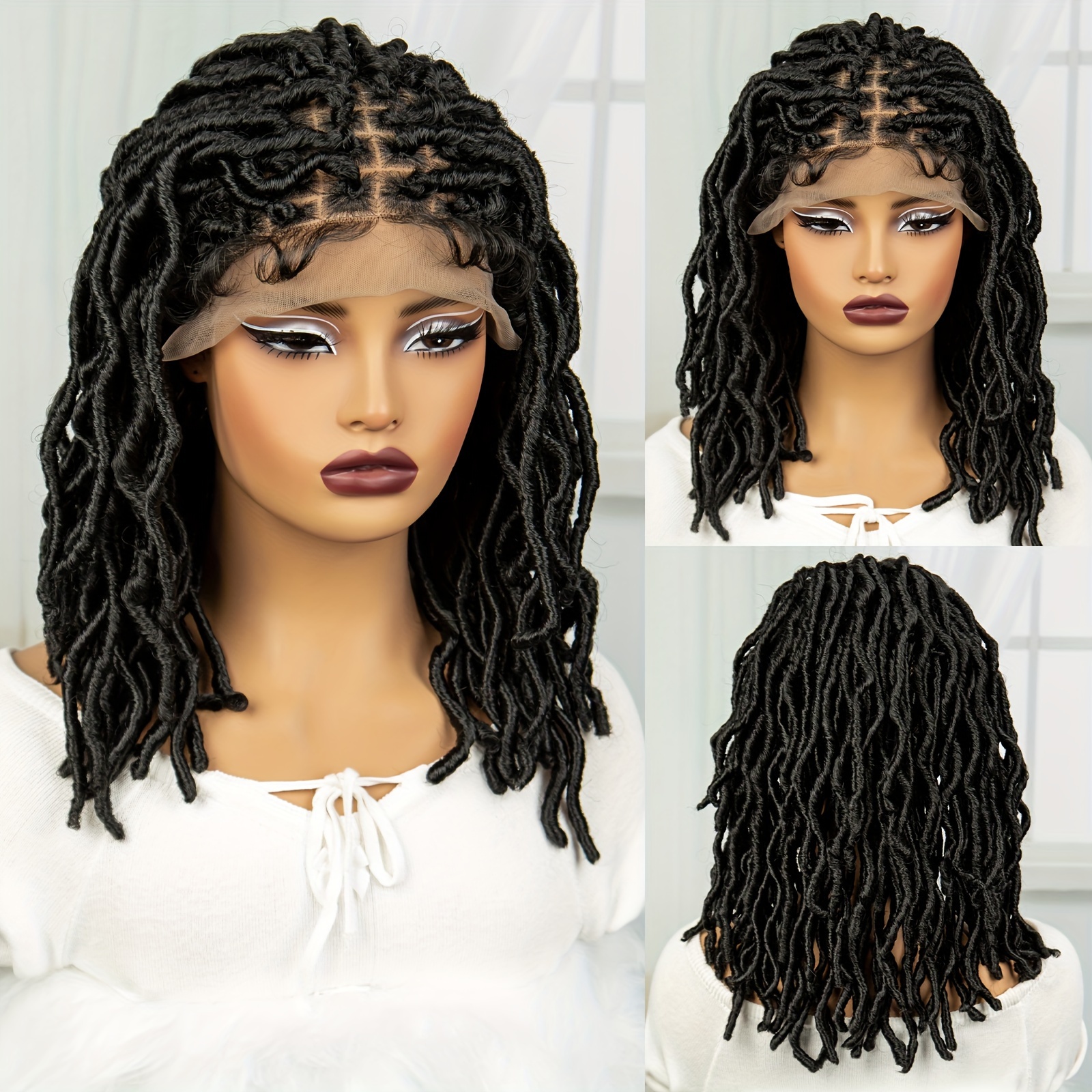 

Elegant 9x6 Lace Front Dreadlock Wig For Women - High-density Synthetic Braids, Pre- With Baby Hair, Straight Cornrow Style