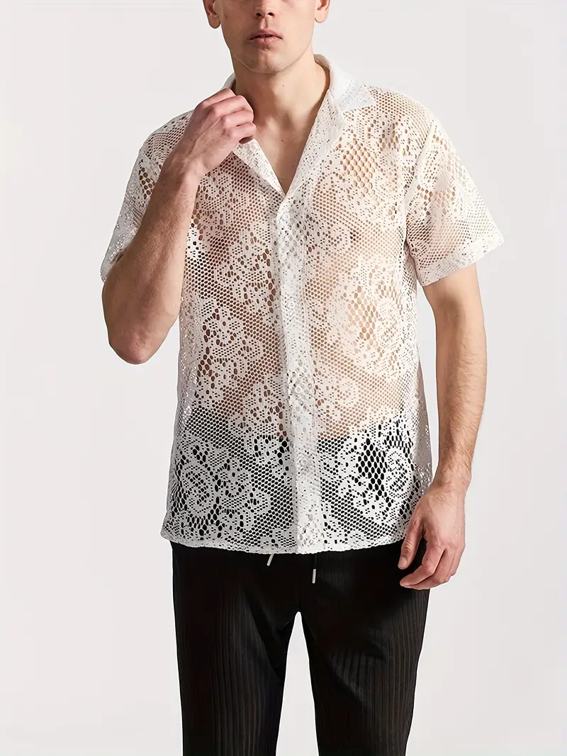 mens white lace dress shirt SOLD OUT Button Up Lace Shirt in Men's XL Finandray.com