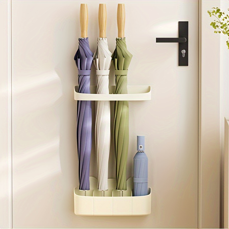 

Easy-install Wall-mounted Umbrella Holder - Contemporary Plastic Storage Rack For Home Decor