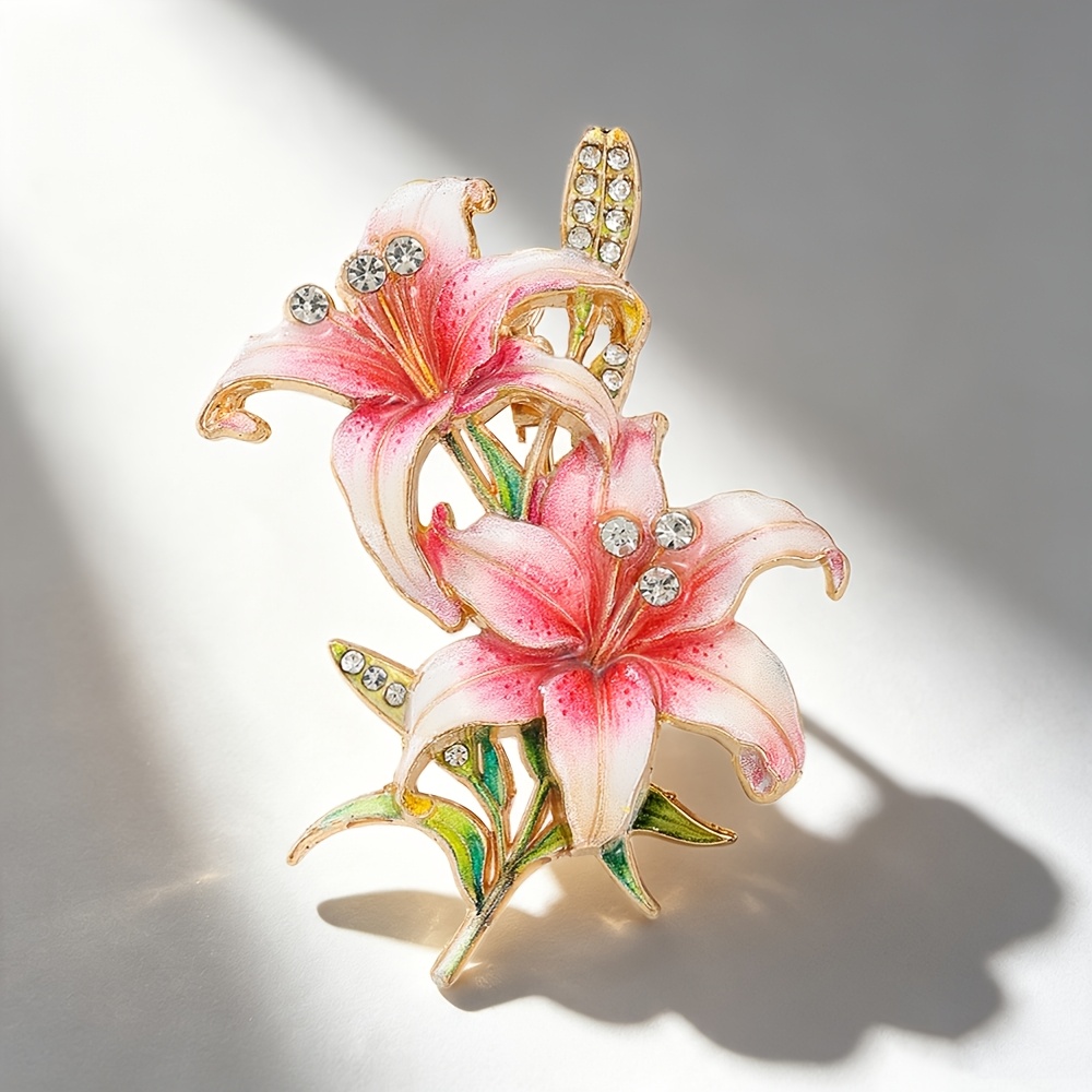 TEMU Broche en émail iridescent à fleur dégradée, épingle à bouton jumelé, convient pour manteau, Qipao, costume, accessoire de mode quotidienne et ,